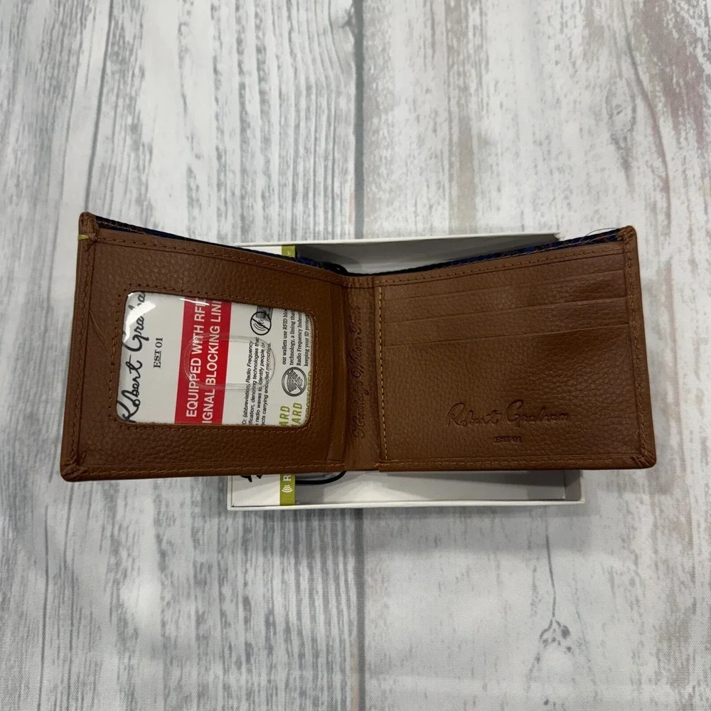 Robert Graham Trixie‎ Cognac Slimfold Leather Wallet RFID Protected Paisley Mens